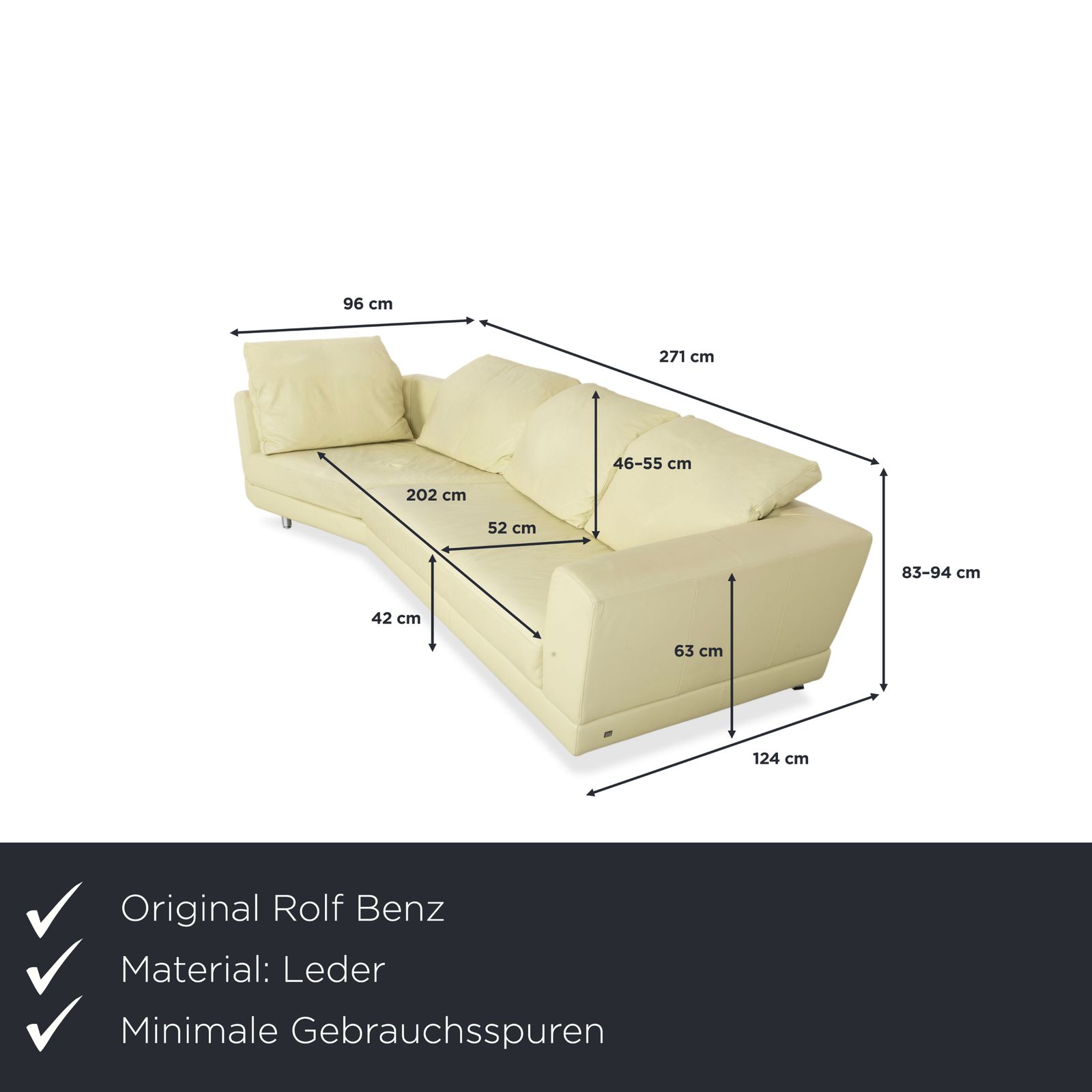 Canapé 4 places Rolf Benz 3000 en cuir vert pistache photo furniture