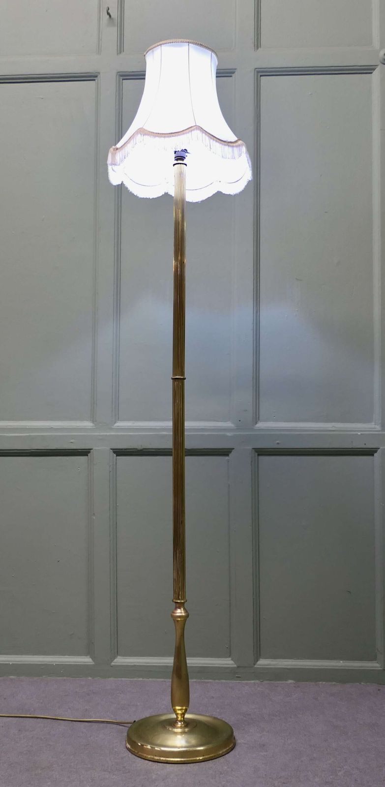 A Slender Column Brass Floor Lamp