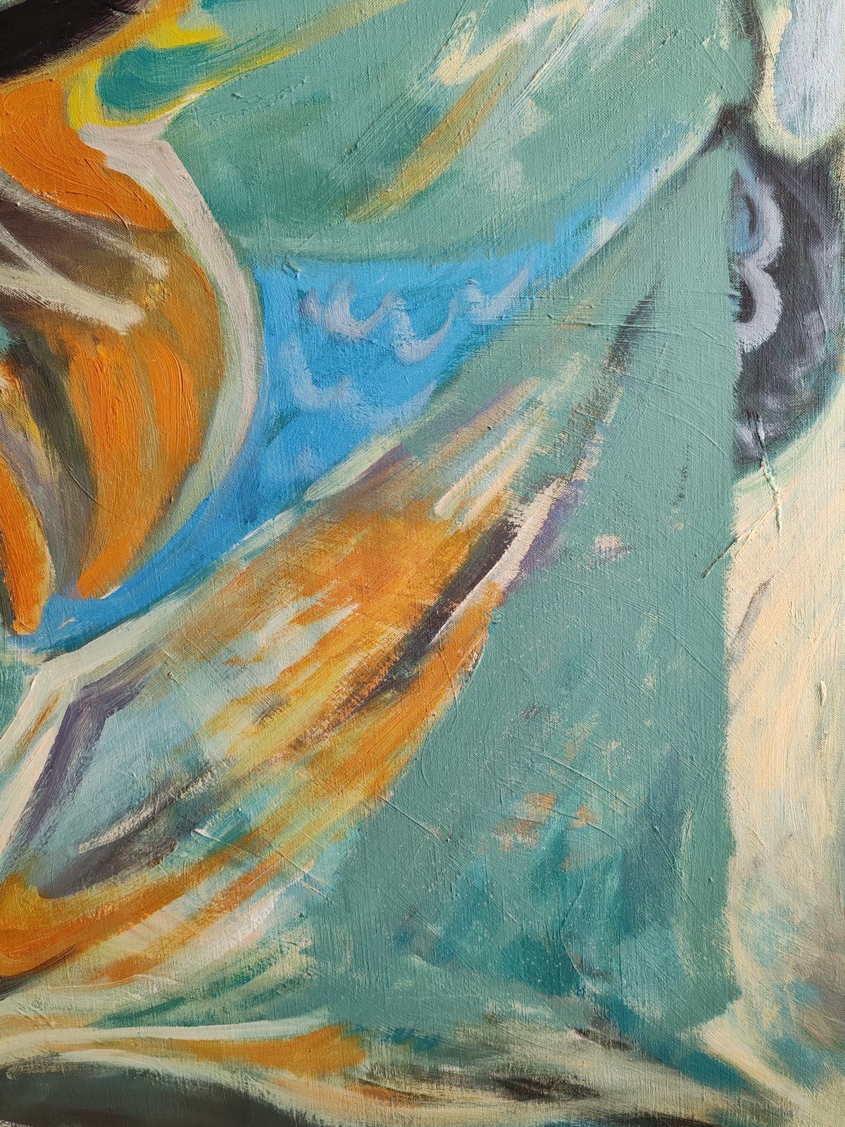 Louis Son (1921-1996) Swimming Pool, huile sur toile, titre au dos photo Art