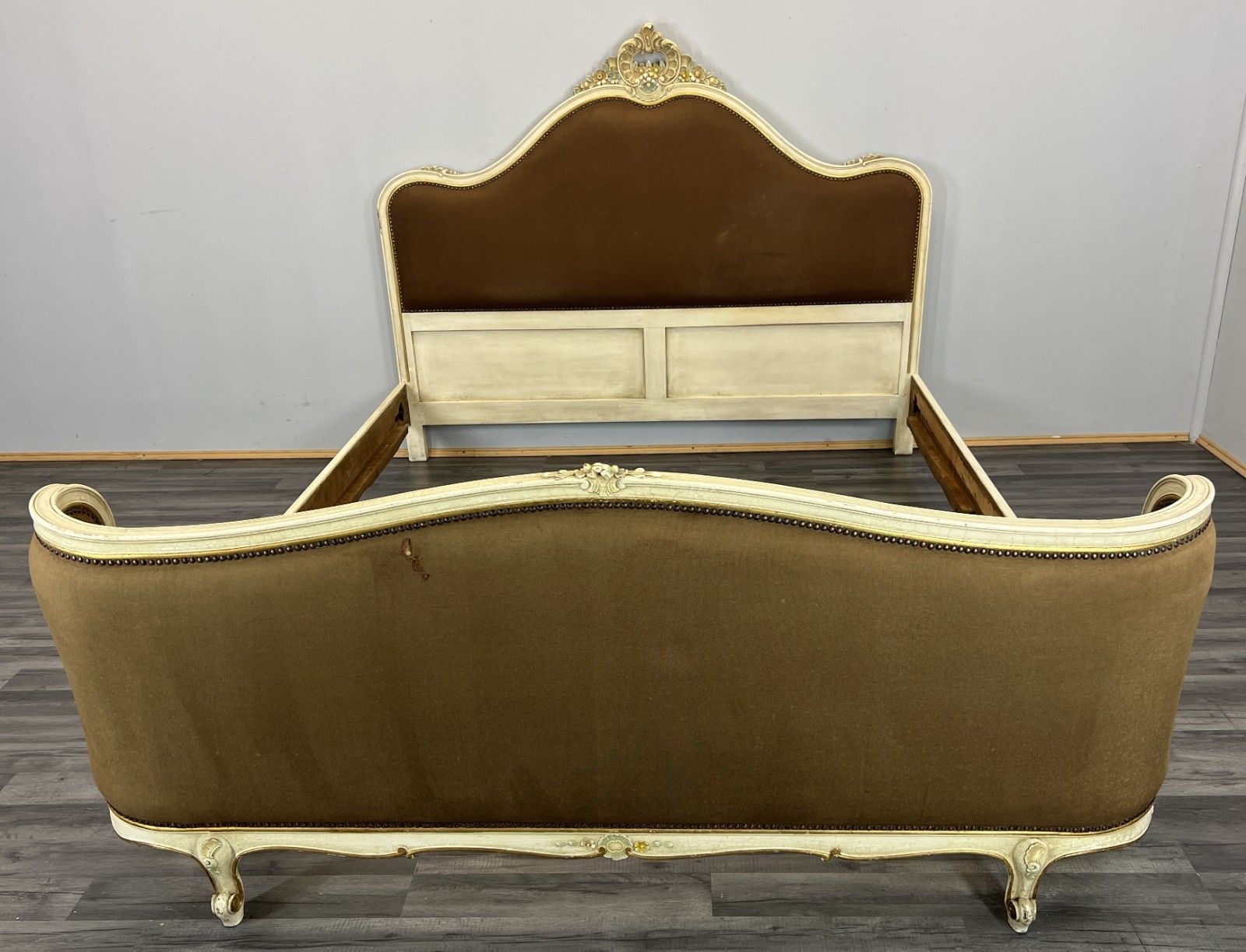 Bed Vintage French Shabby Chic Upholstered King Size Bed Frame Lot 4816 photo for sale