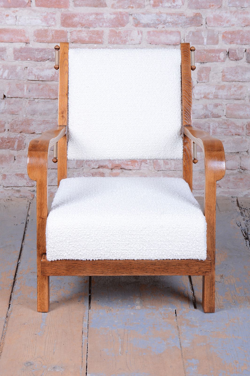 Restored Art Deco Seating Set, By Krásná Jizba, Oak, Reupholstered, Czech, 1930s photo vintage
