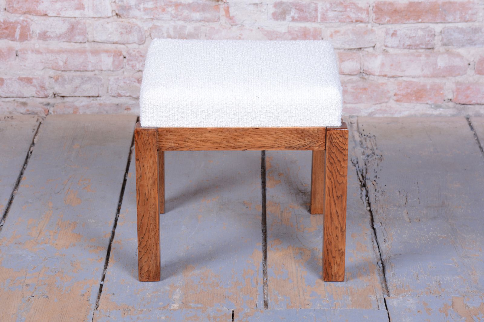 Restored Art Deco Stool, By Krásná Jizba, Oak, Reupholstered, Czech, 1930s photo furniture