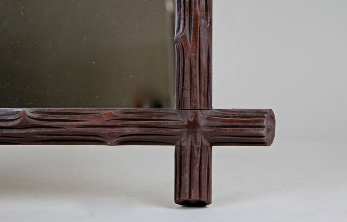 19th Century Rustic Wooden Black Forest Wall Mirror, Austria, Circa 1890 photo 675.0
