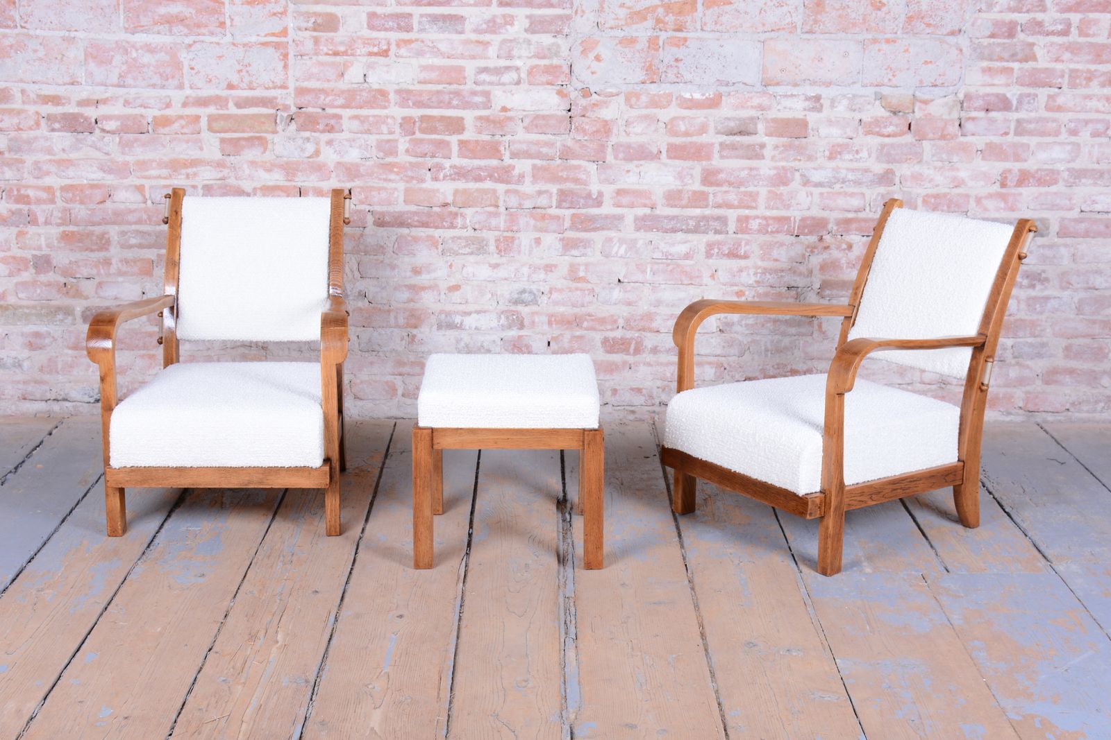 Furniture Pair Of Restored Art Deco Armchairs, By Krásná Jizba, Oak, Czech, 1930s photo