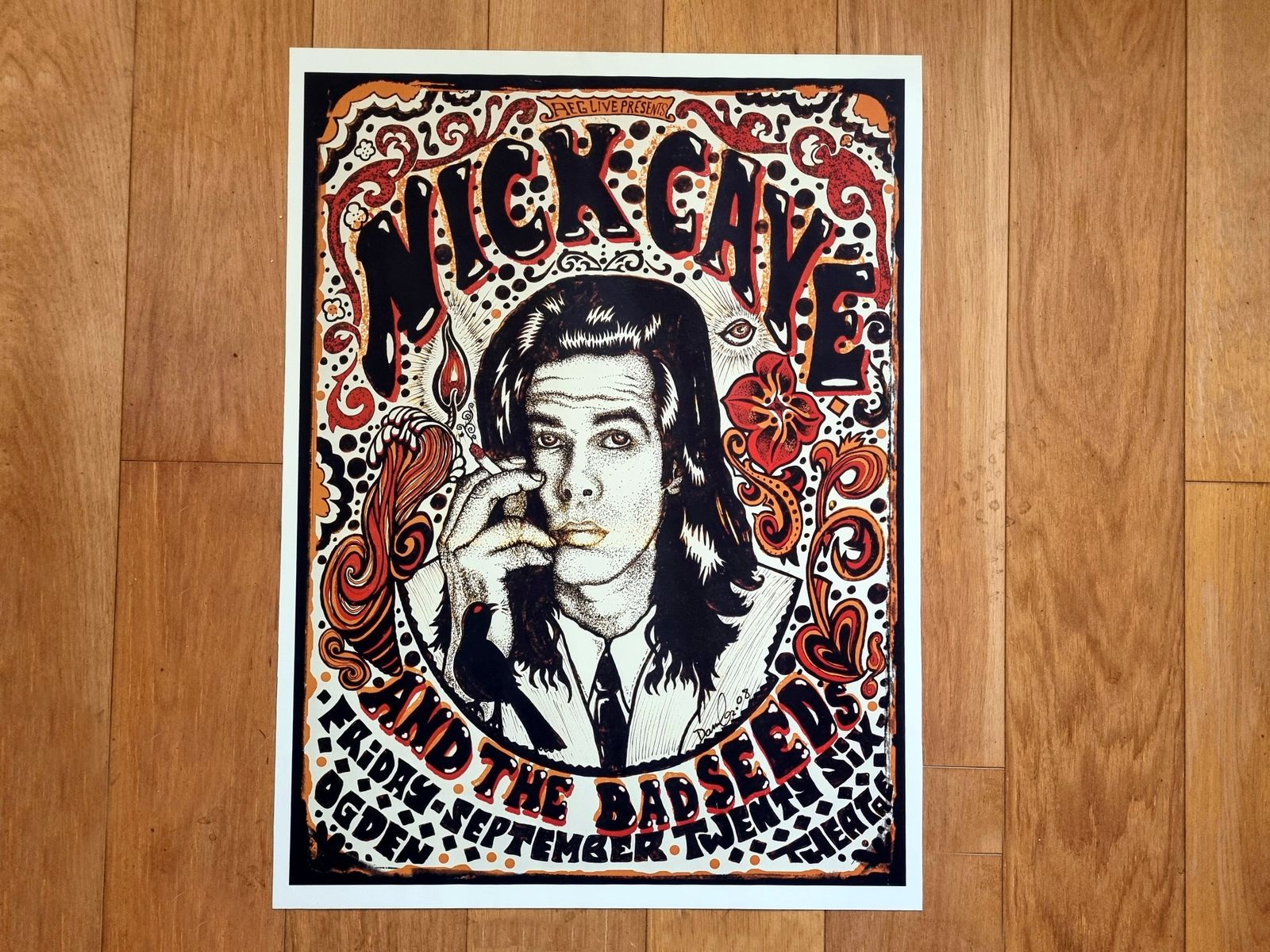 Concert Gig Poster Art, Nick Cave And The Bad Seeds, Limited Edition Boulder Show Print, 2000s Rock Memorabilia