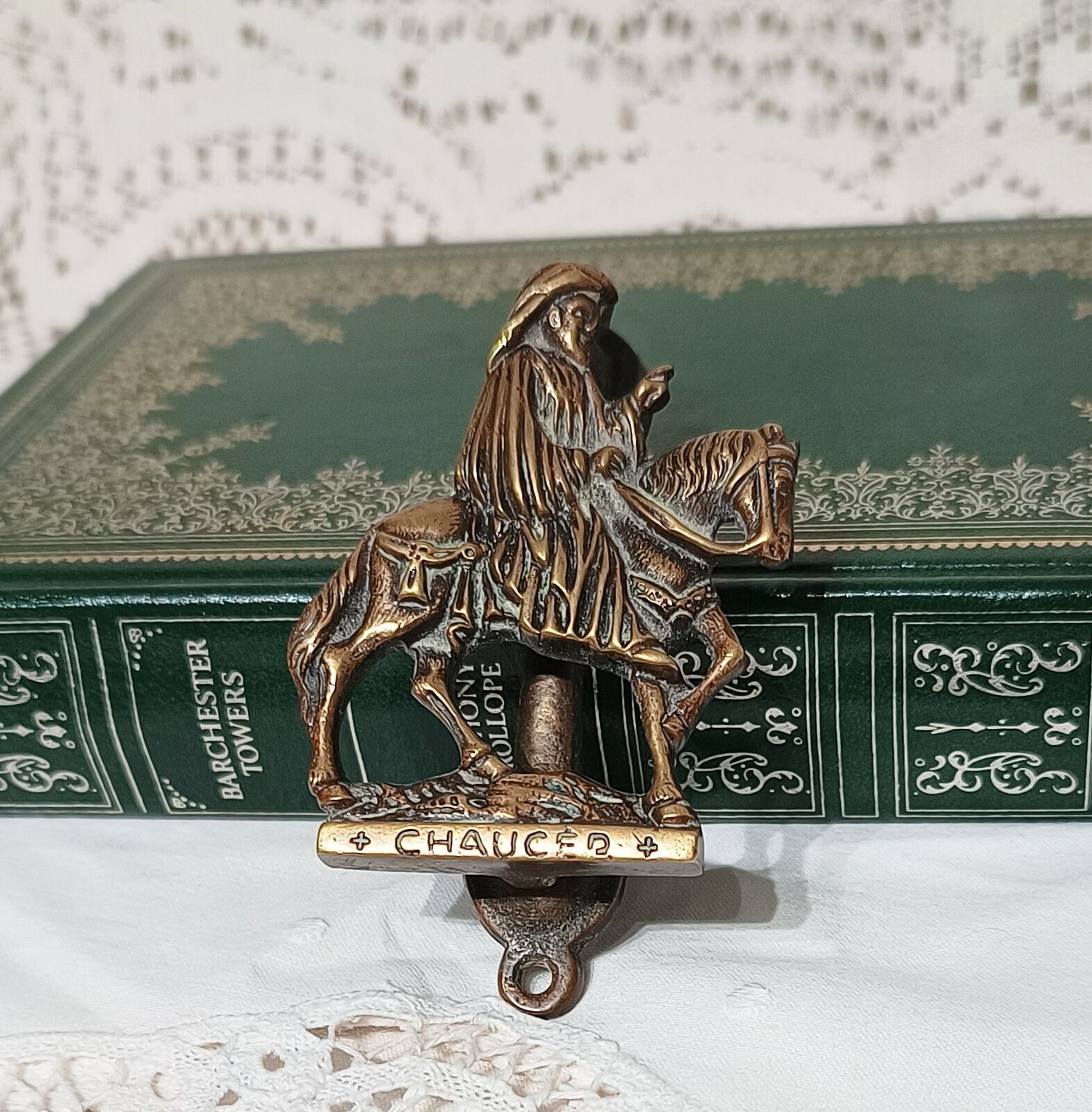 Antique Brass Geoffrey Chaucer Door Knocker. photo furniture