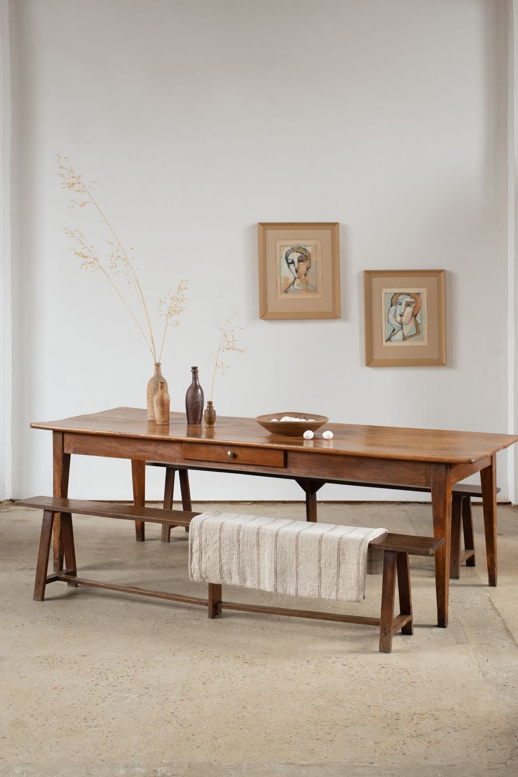 Pair Of Late 18th Century French Oak Trestle Benches photo for sale