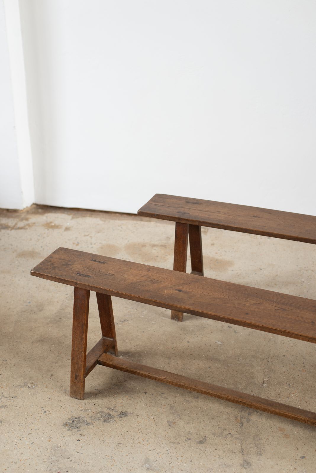 Pair Of Late 18th Century French Oak Trestle Benches photo Furniture