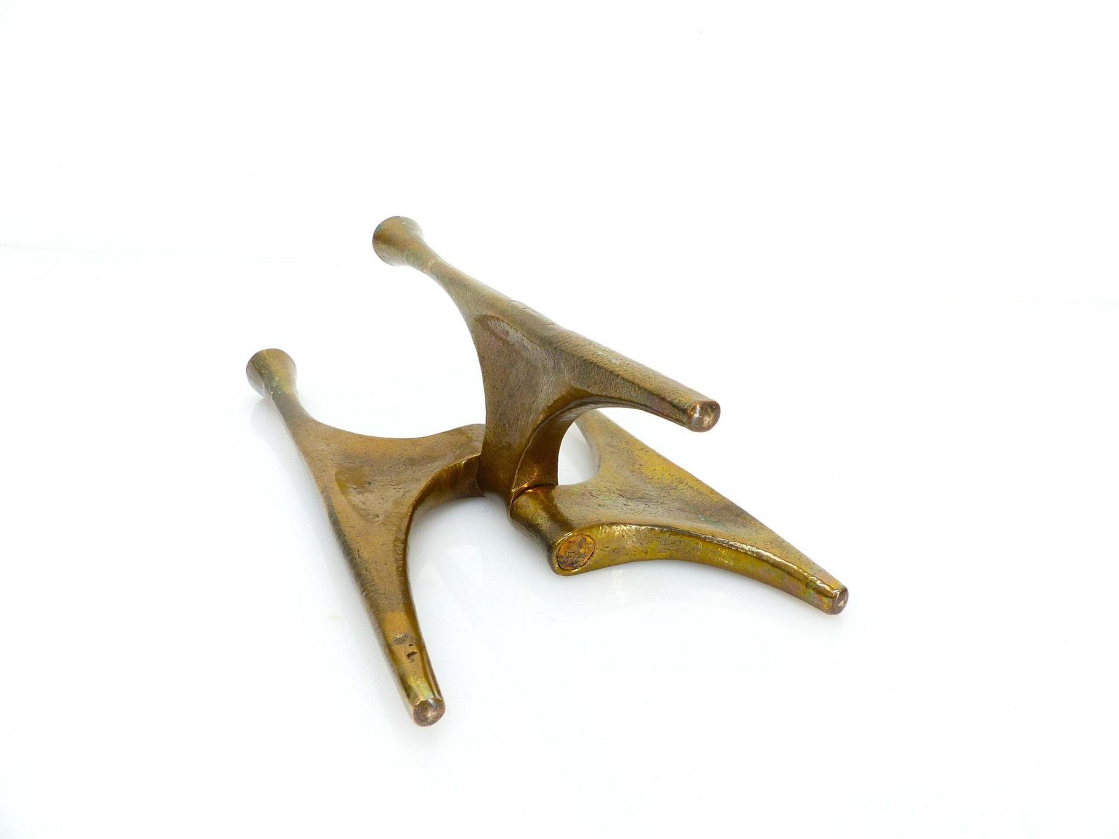 Brutalist Tripod Chandelier In Bronze, Michael Harjes, Germany, Circa 1960 photo vintage
