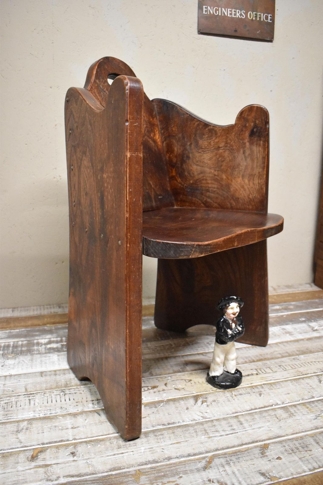 Antique Arts & Crafts Elm Hall Chair   Pew photo vinterior