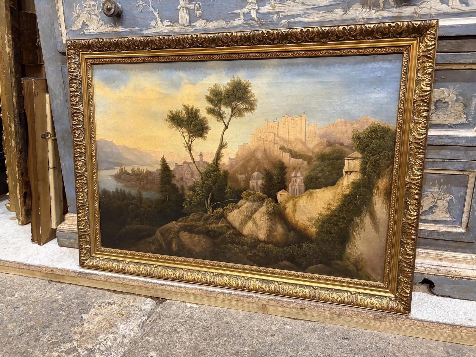 19th Century Italian Oil On Canvas Landscape photo vinterior
