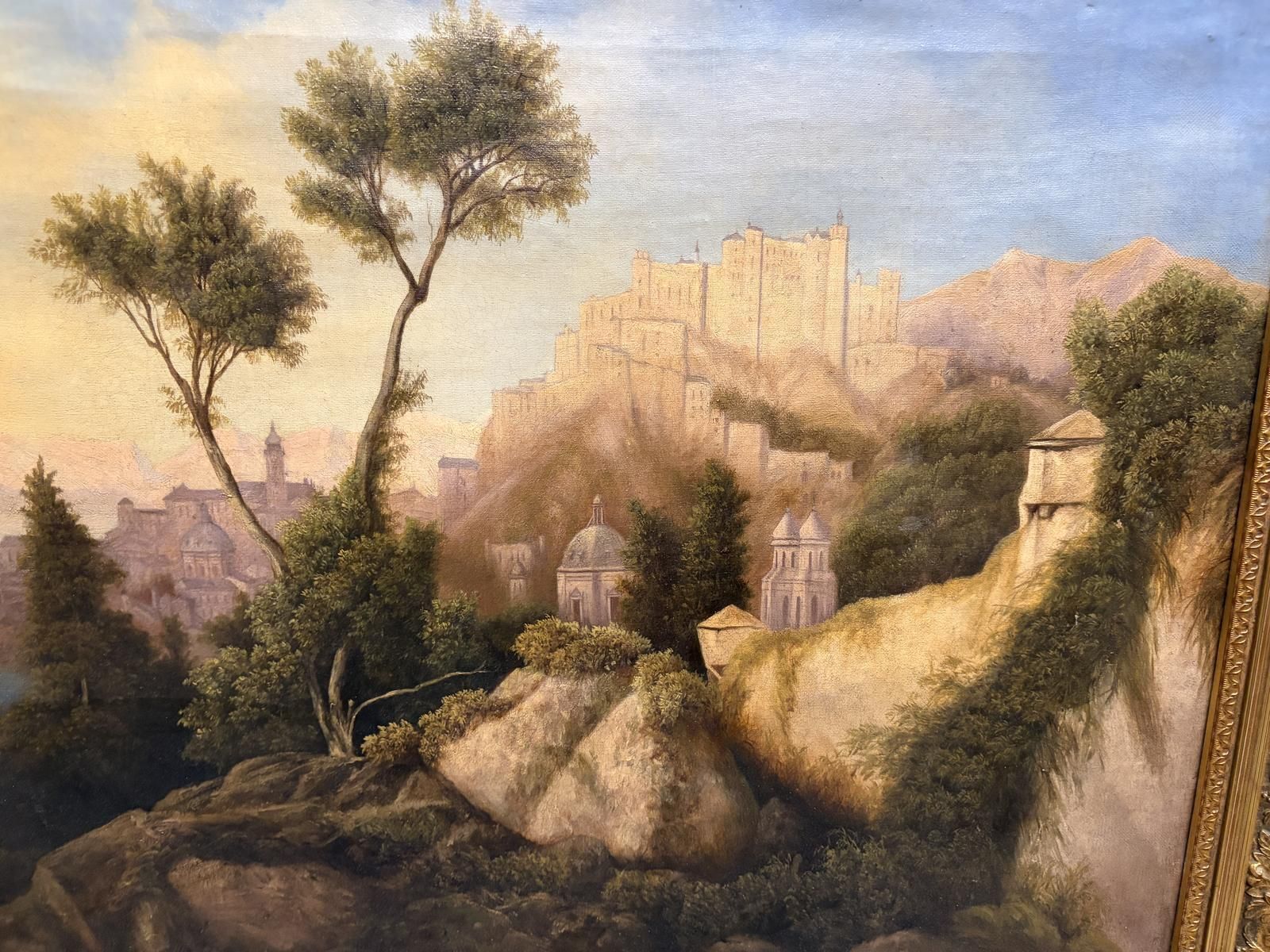 19th Century Italian Oil On Canvas Landscape photo vintage