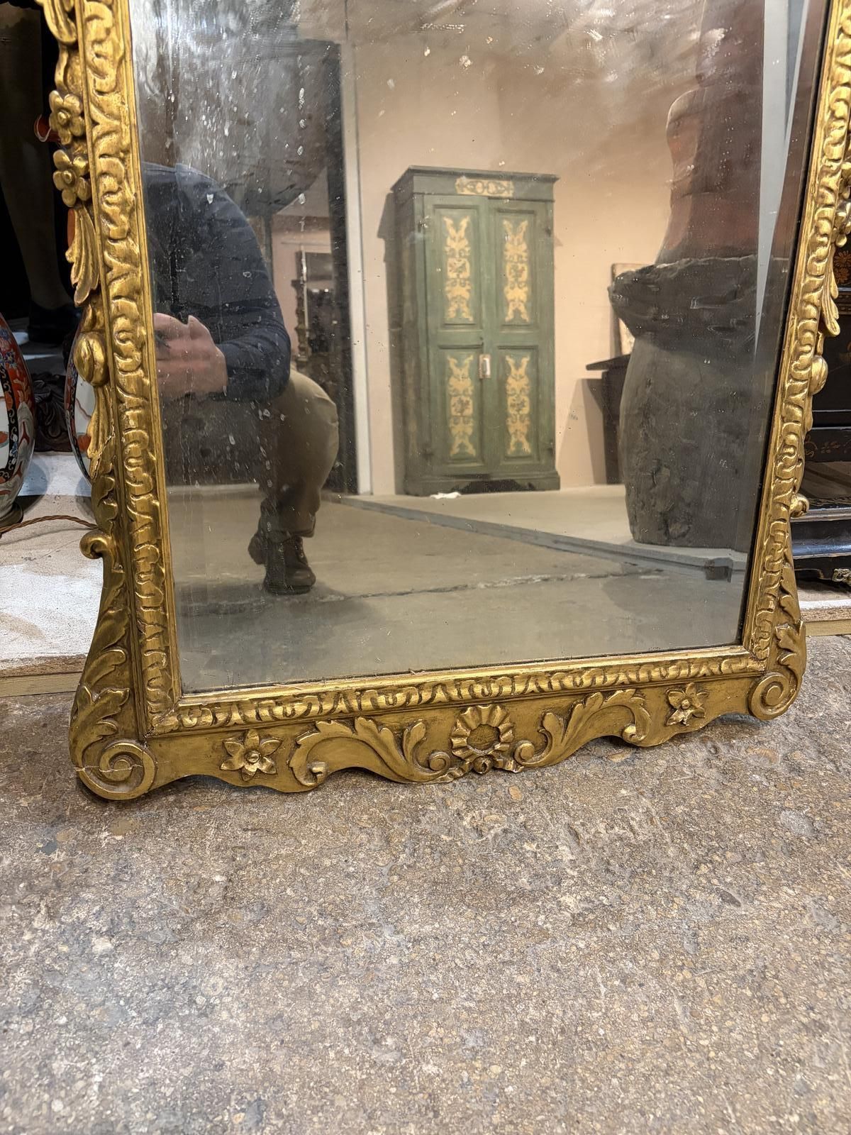 English Georgian Carved Gilt Wall Mirror photo vintage