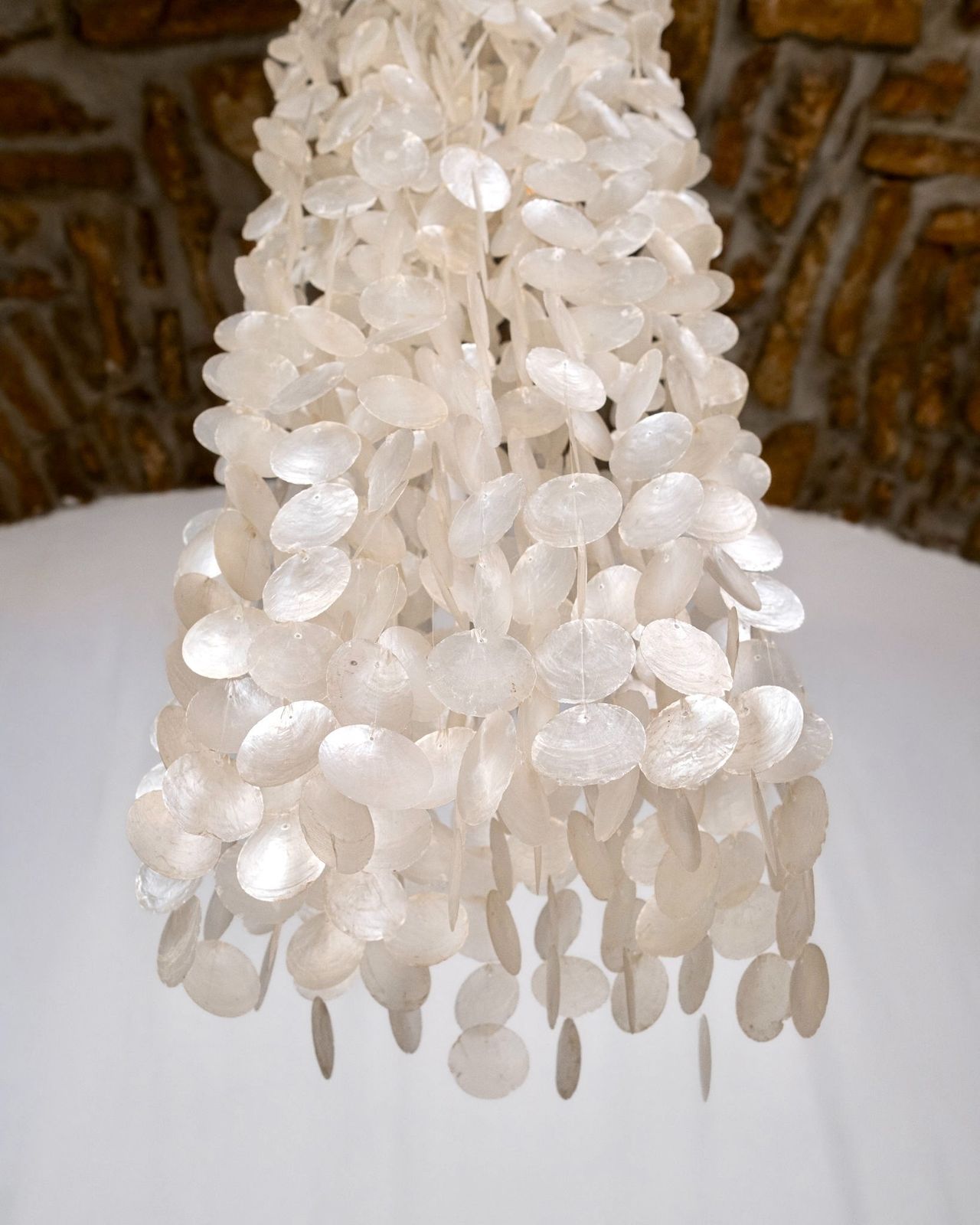 1350.0 Large Capiz Shell Chandelier In The Style Of Verner Panton, 1980s photo