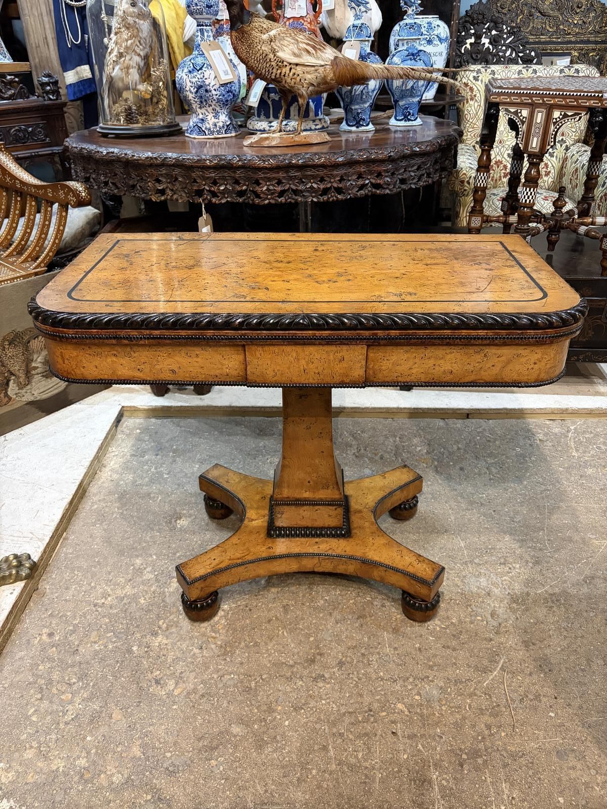 Scottish Early 19th Century Burr Yew Card Table / Games Table photo vintage