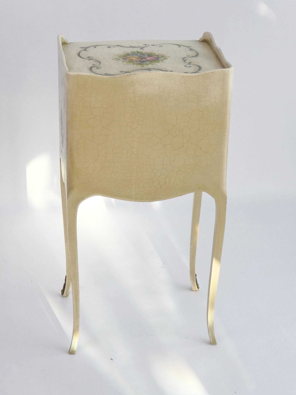 Furniture Antique Louis XV Hand Painted Chest Of Drawers, Floral Venetian Nightstand With Drawers, Small Chest photo