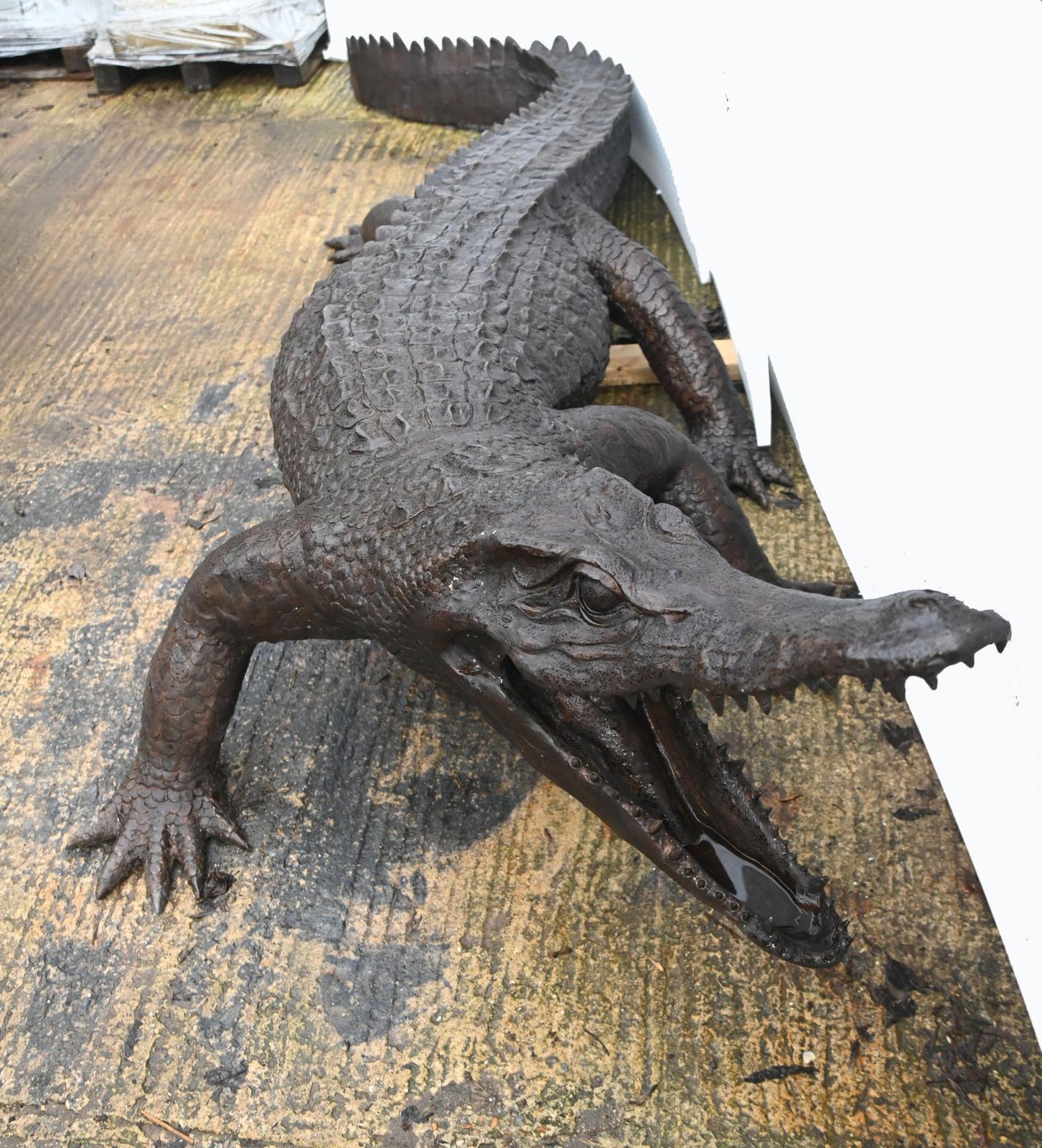 Xl Lifesize Alligator Fountain Bronze Crocodile 12 Ft 386 Cm photo vintage