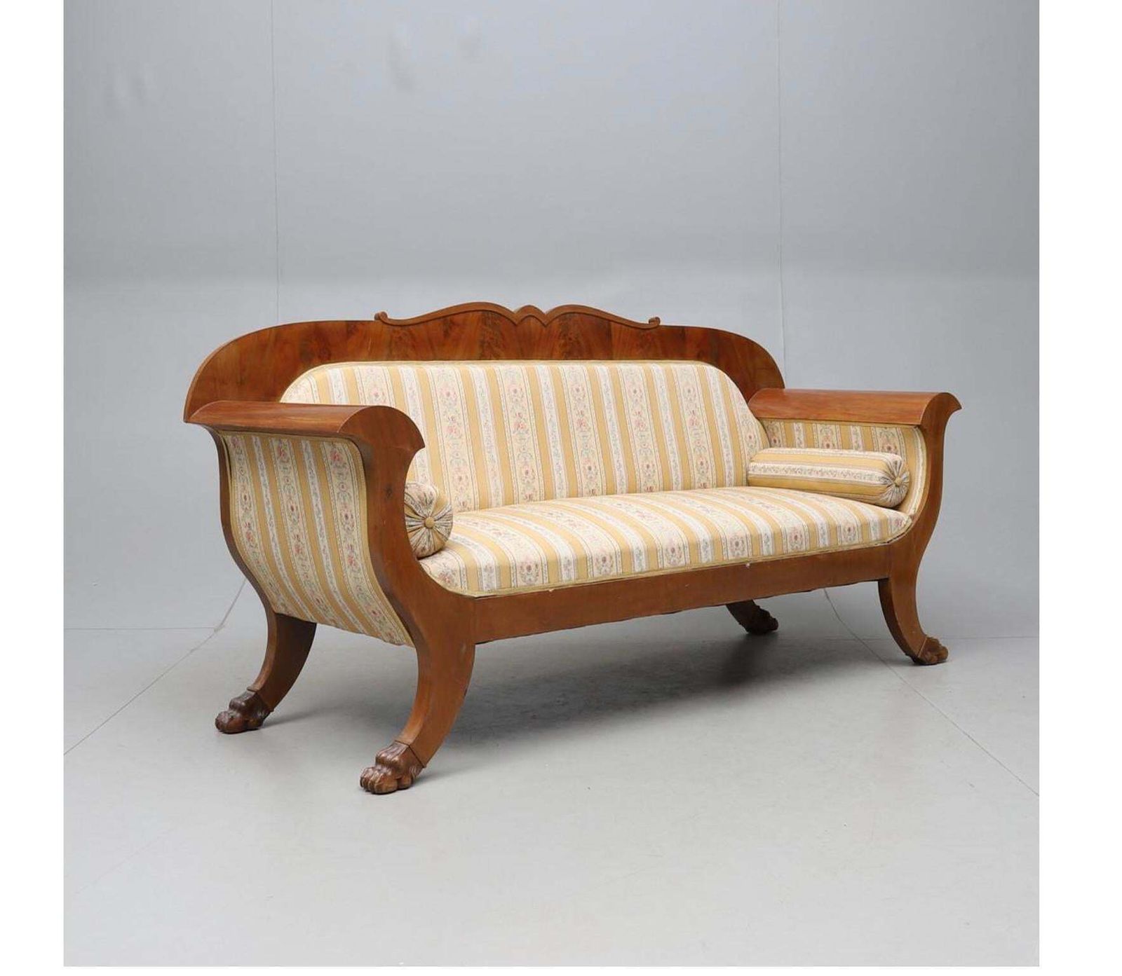 Swedish Biedermeier Antique Sofa Couch Empire 19th C 3 4 Seat Lion Feet photo Furniture