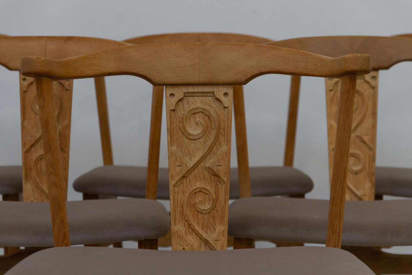 Danish Brutalist Oak Dining Chairs By Henning Kjærnulf, 1960s. Set Of 6. photo 2078.0
