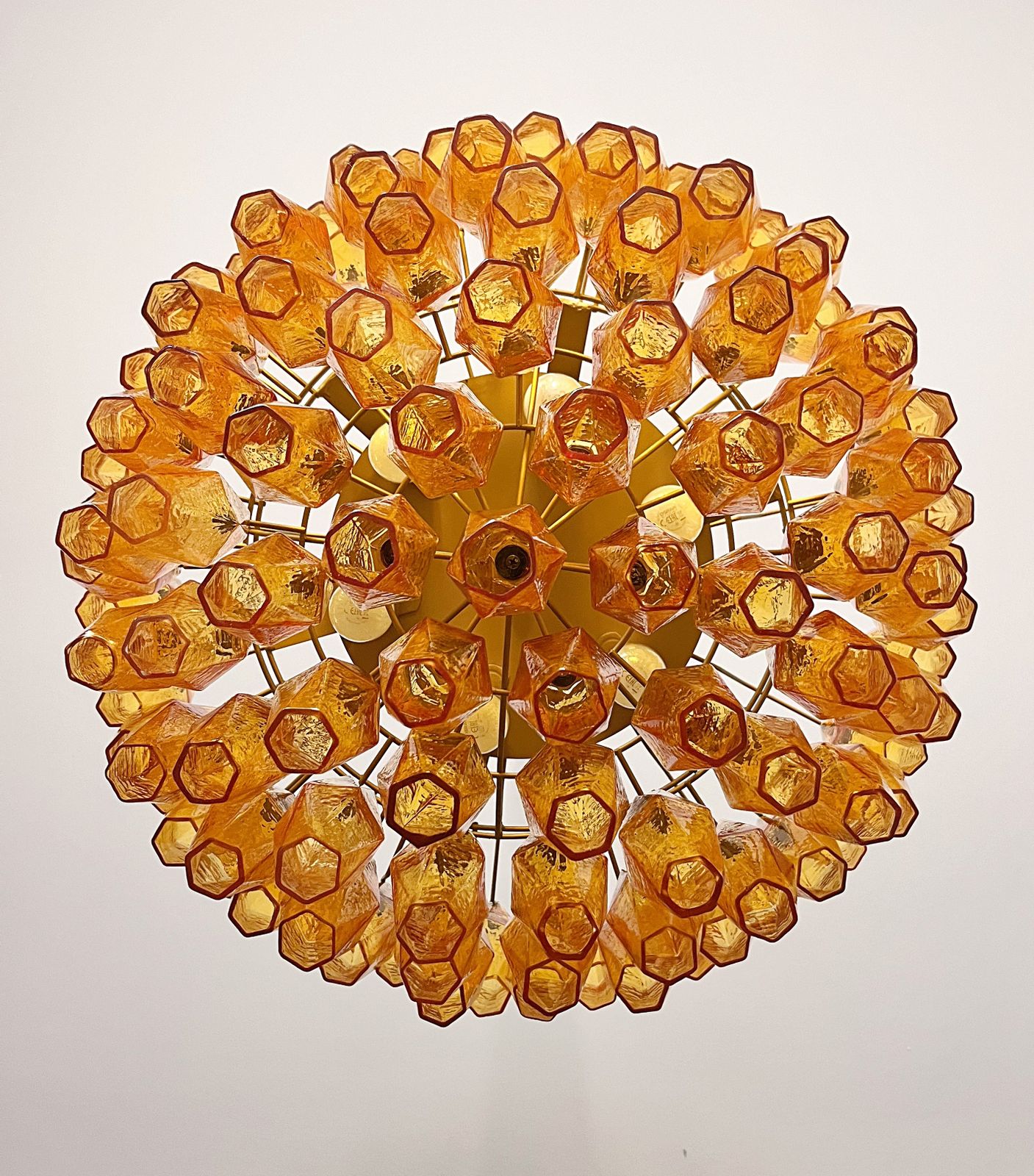 photo for sale Amazing Murano Glass Chandelier – 111  Amber Poliedri