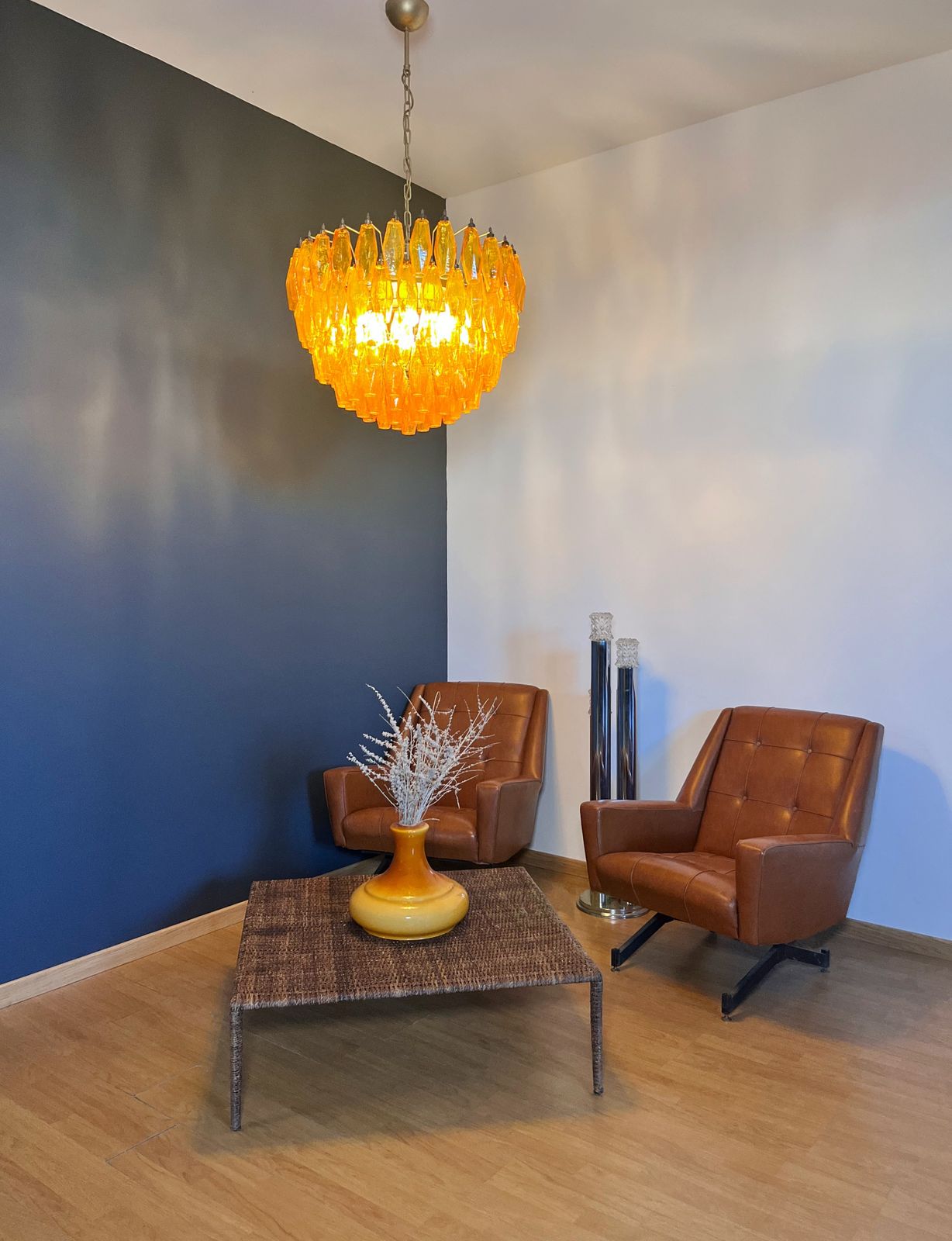 photo vinterior Amazing Murano Glass Chandelier – 111  Amber Poliedri
