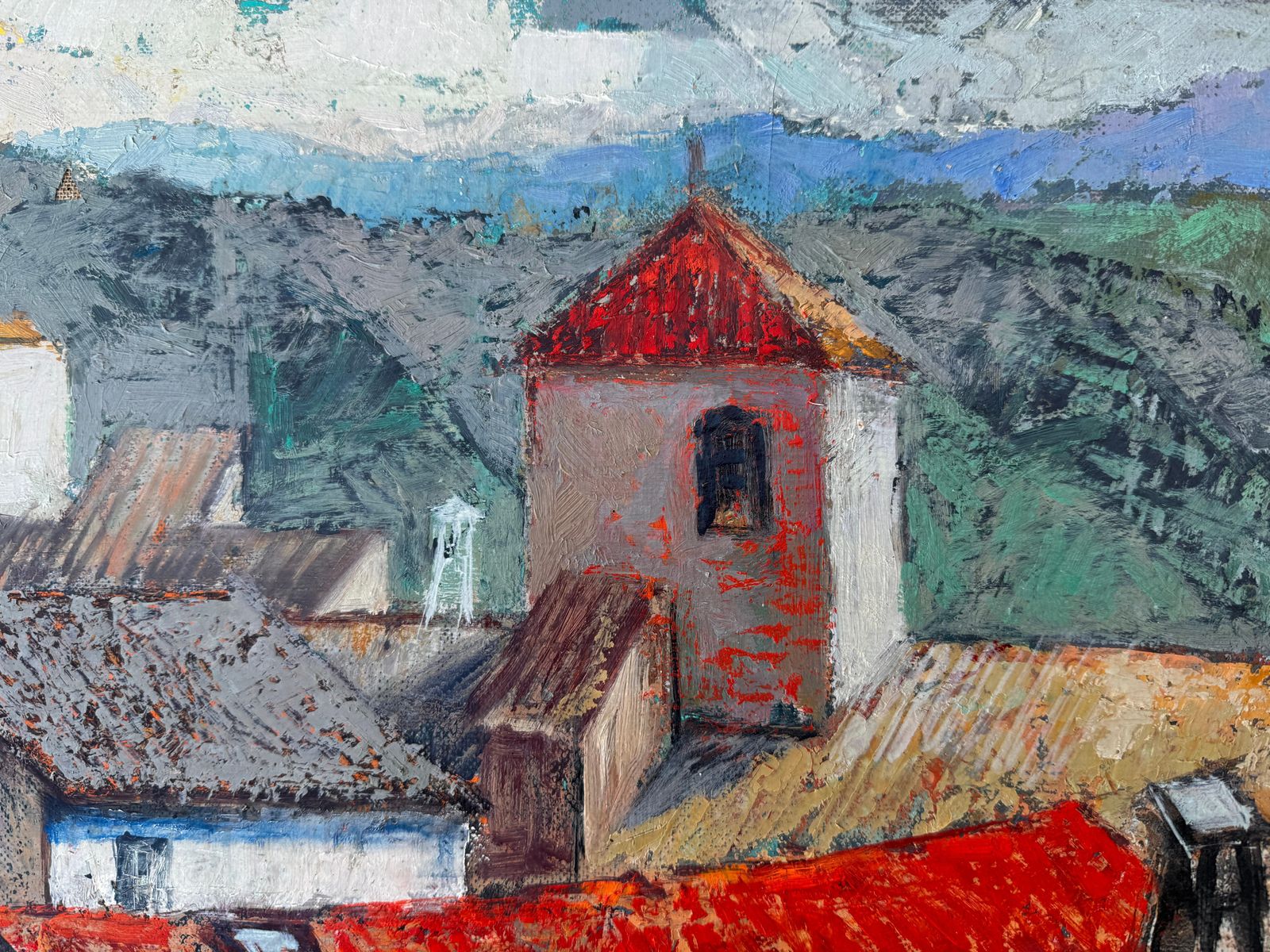 Bernat Sanjuan Tarré – Mediterraan Dorpsgezicht Op Mallorca, Olieverf Op Doek, Ca. 1960 photo Kunst