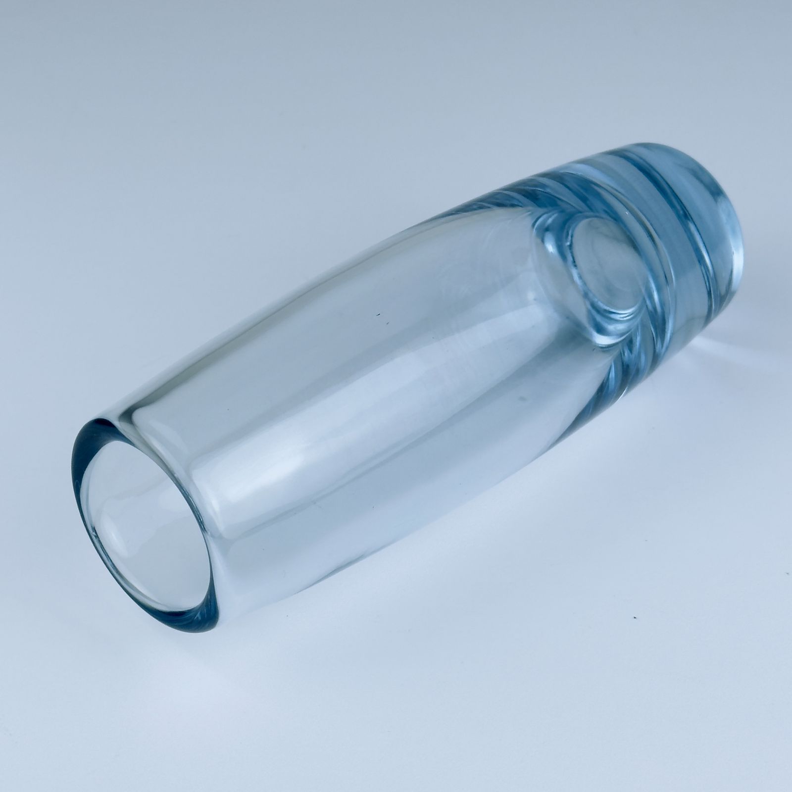 Original Blue Glass Vase By Per Lütken For Holmegaard, Denmark, 1960s photo vintage