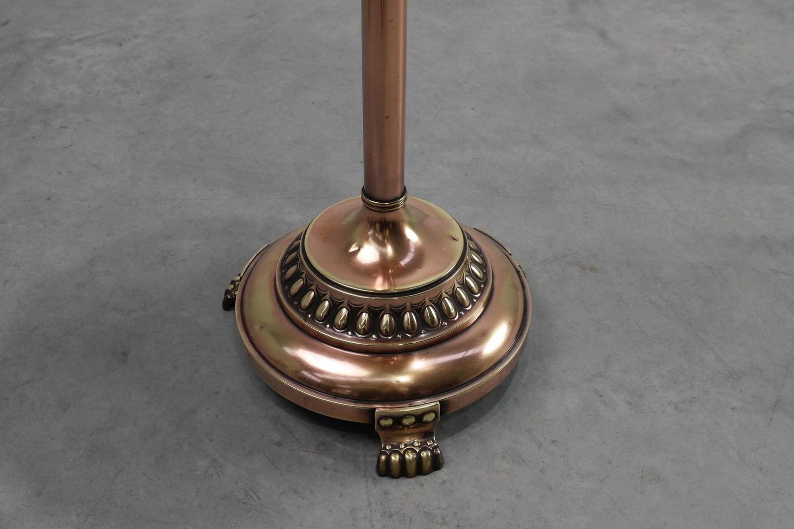 Art Deco Side Table In Red And Yellow Copper By Daalderop, 1890s photo vintage