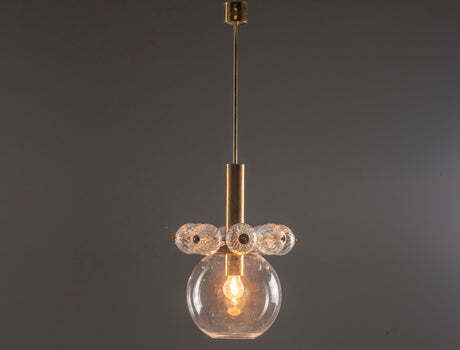 Mid Century Brass Chandelier With Glass Globes, 1960s photo furniture