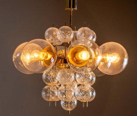 Mid Century Brass And Glass Chandelier, Europe, 1960s photo 6142.0