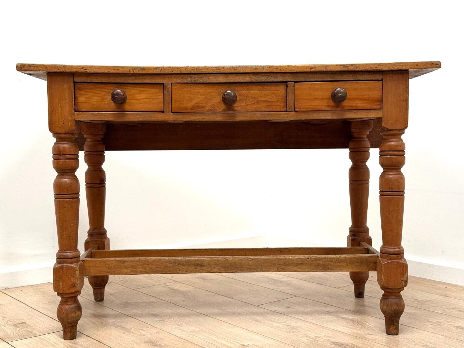 Vintage French Pine Drop Leaf Farmhouse Table Three Drawer  Delivery Available 0001. photo for sale