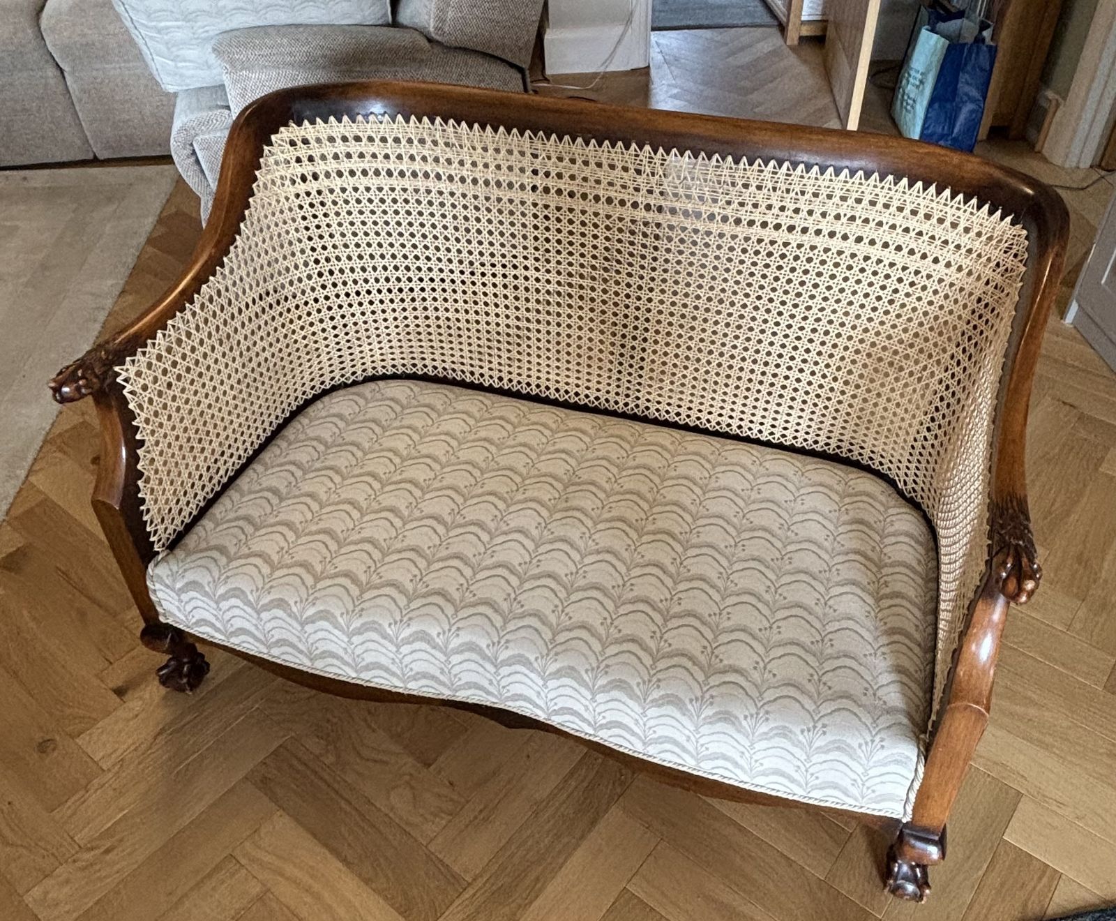 Bergere Cane Sofa, 19th Century photo vintage