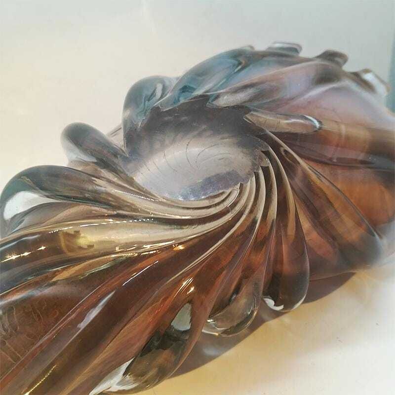 photo buy 1960s Large Shell Sculpure In Hand   Worked Murano Glass. Made In Italy . 34 Cm. / 13.38 Inches.