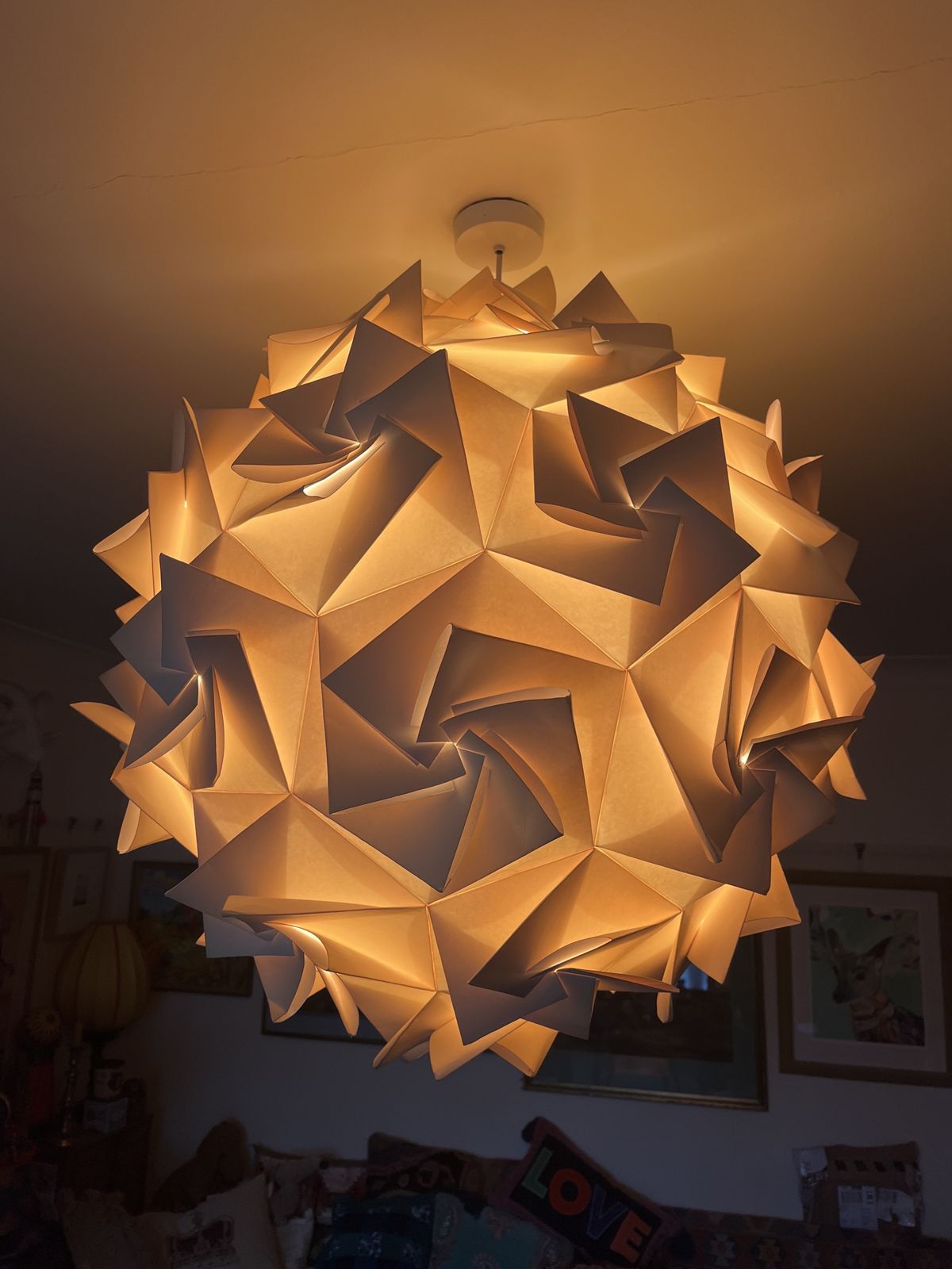 Habitat “Aperture” Large Sculptural Paper Pendant By Claire Norcross (1970s–80s) photo for sale