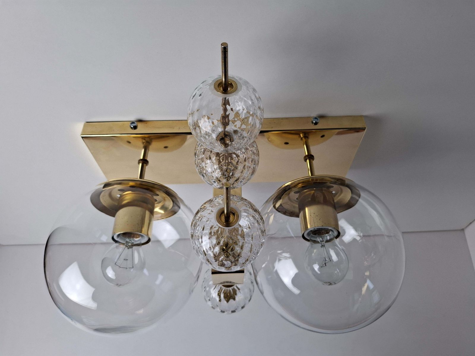 photo vinterior Midcentury Czech Brass And Glass Wall Sconce By Kamenický šenov, 1970s