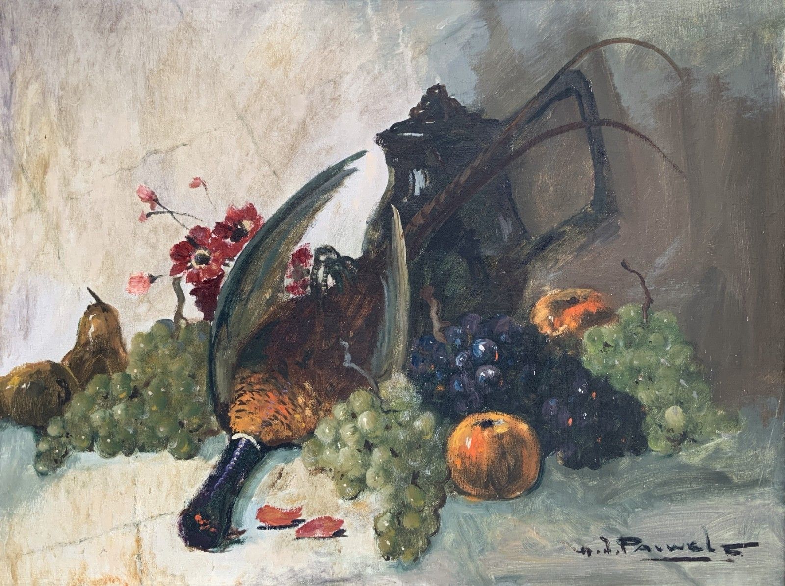 Still Life With Game Large Impressionist Oil Painting By Henri Joseph Pauwels photo furniture
