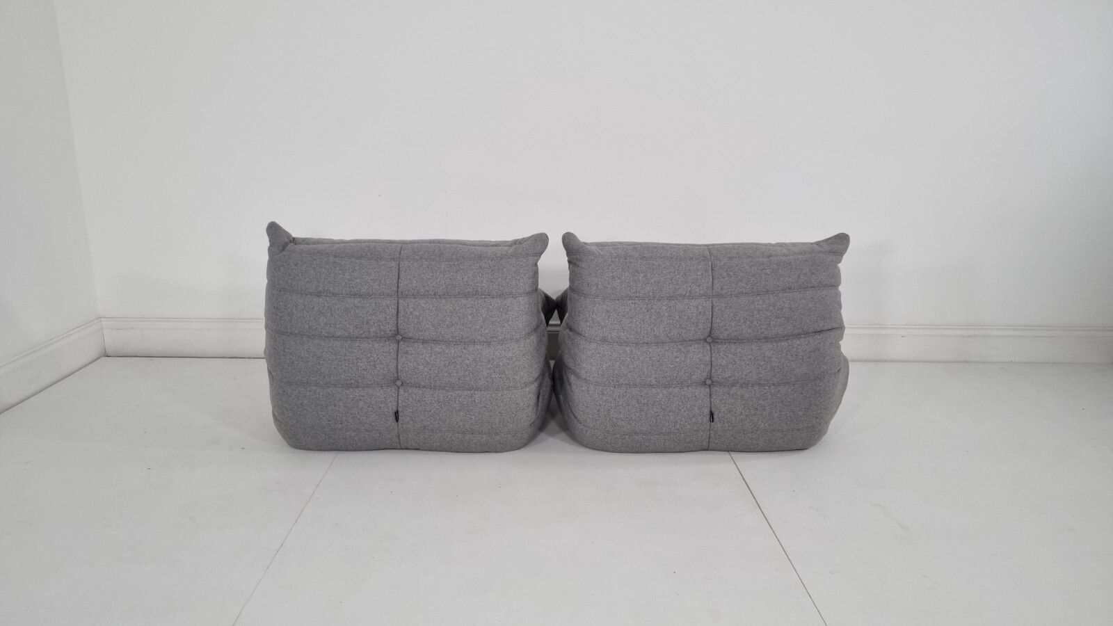 photo for sale Ligne Roset Pair Of Togo Chairs In Grey Wool Immaculate