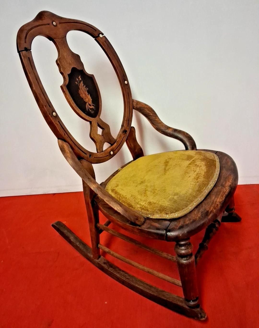 Antique Low Ladies Childs Nursing Sewing Bedroom Rocking Chair Gorgeous Patina photo furniture