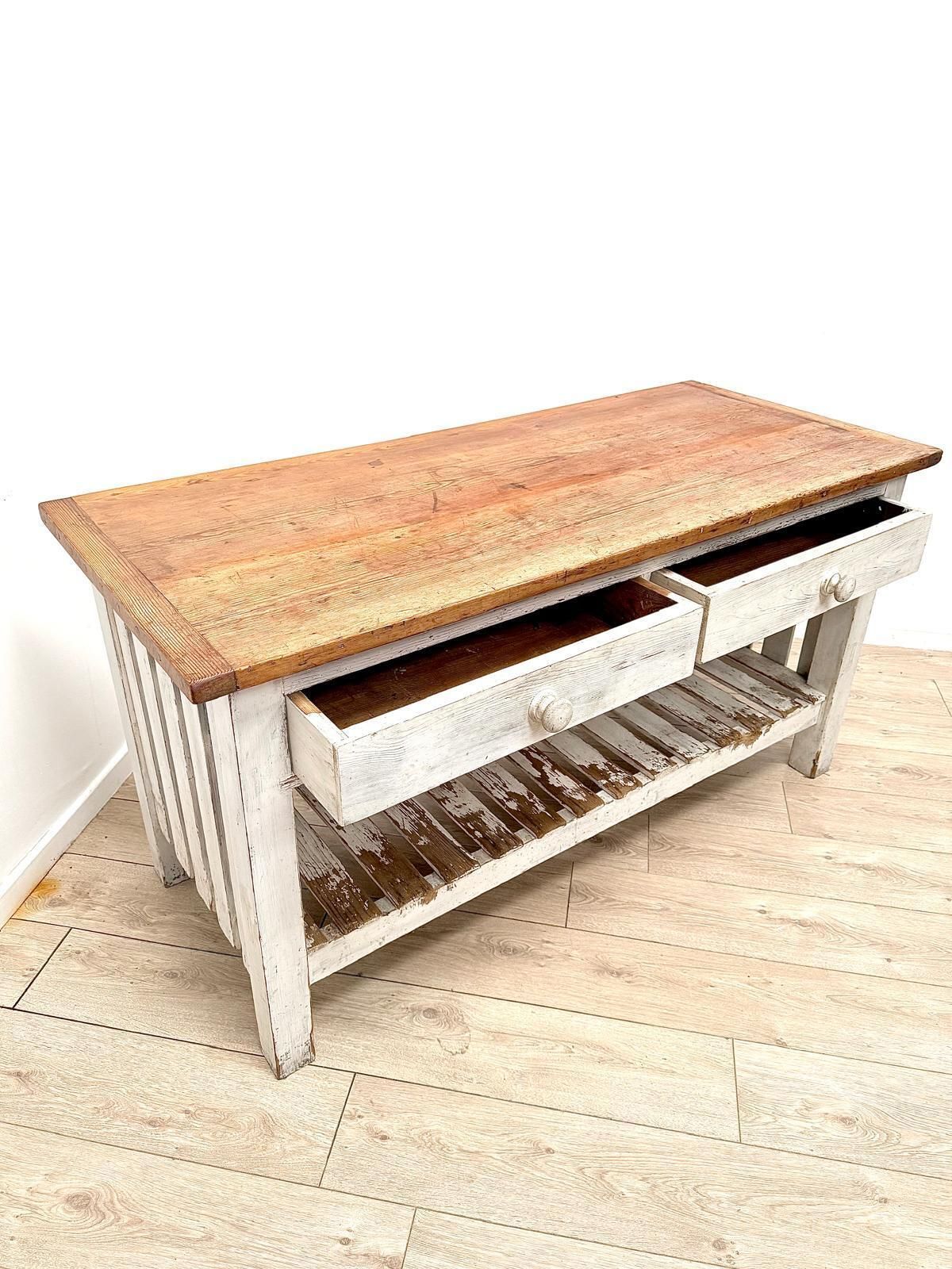 French Country House Vintage Pine Bakers Island Table Delivery Available 0035. photo vintage