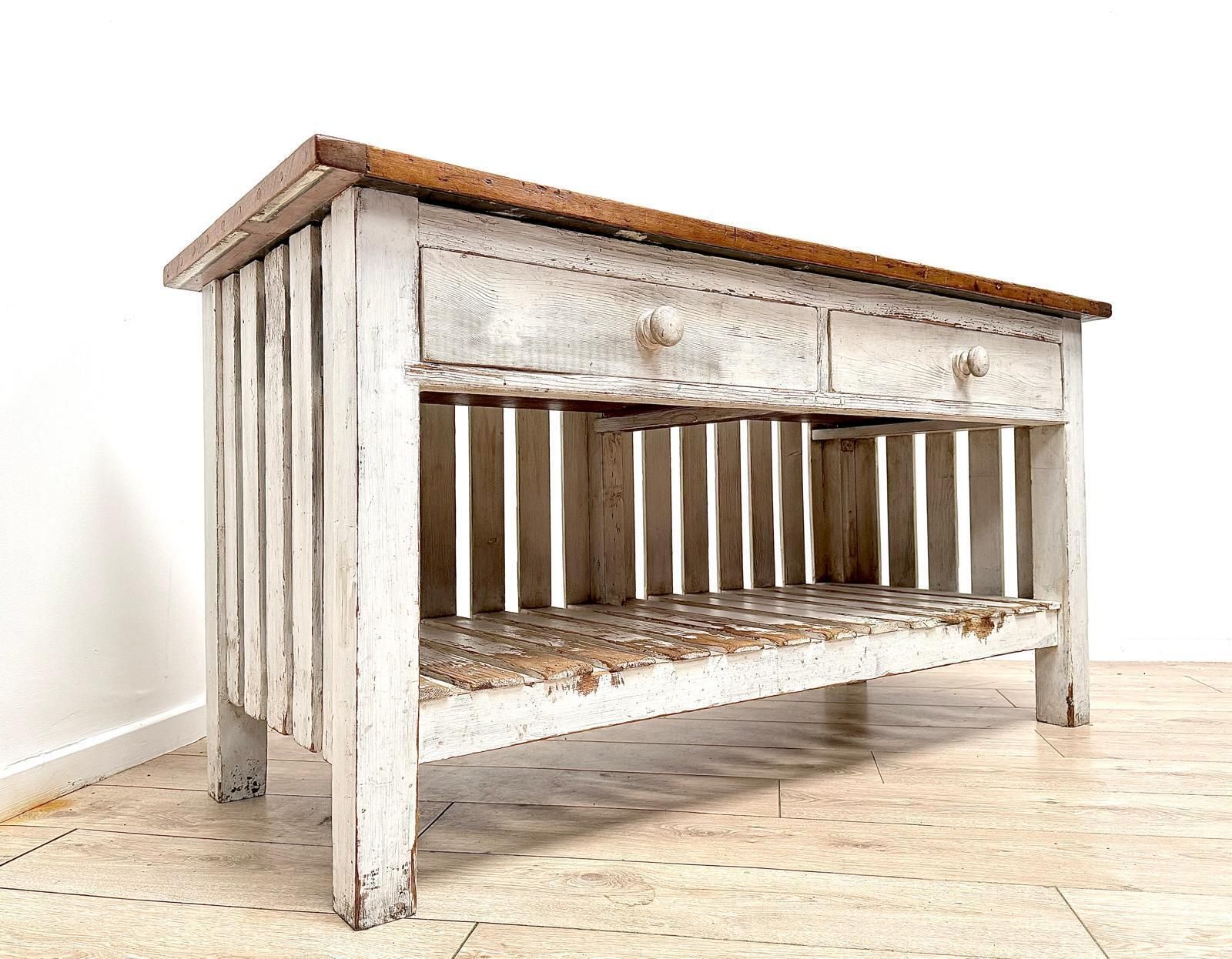 French Country House Vintage Pine Bakers Island Table Delivery Available 0035.