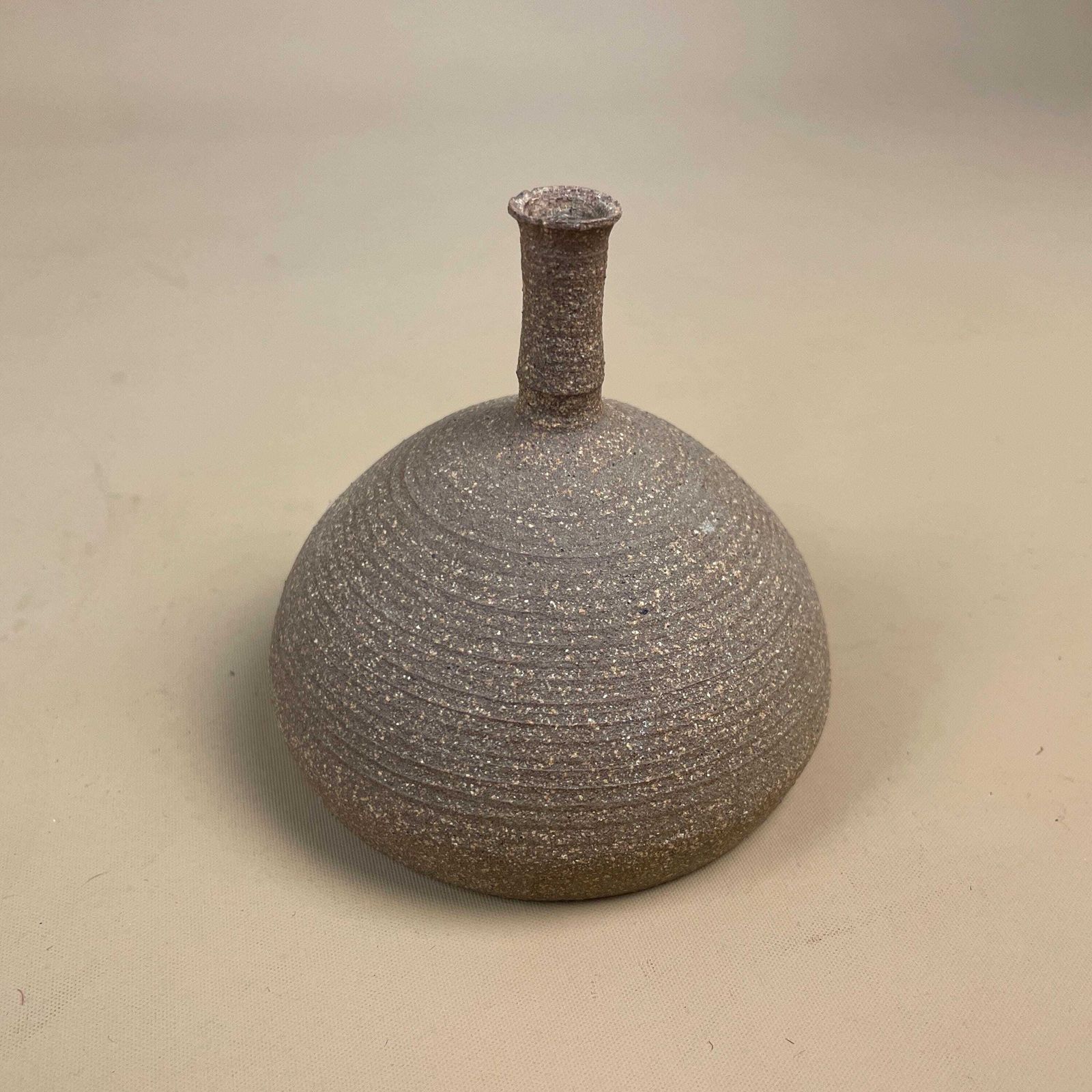 Studio Pottery Brown Vase Mid Century Handmade Stoneware Minimalist Thin Neck Modern Vintage Vessel Rustic Primitive photo vintage