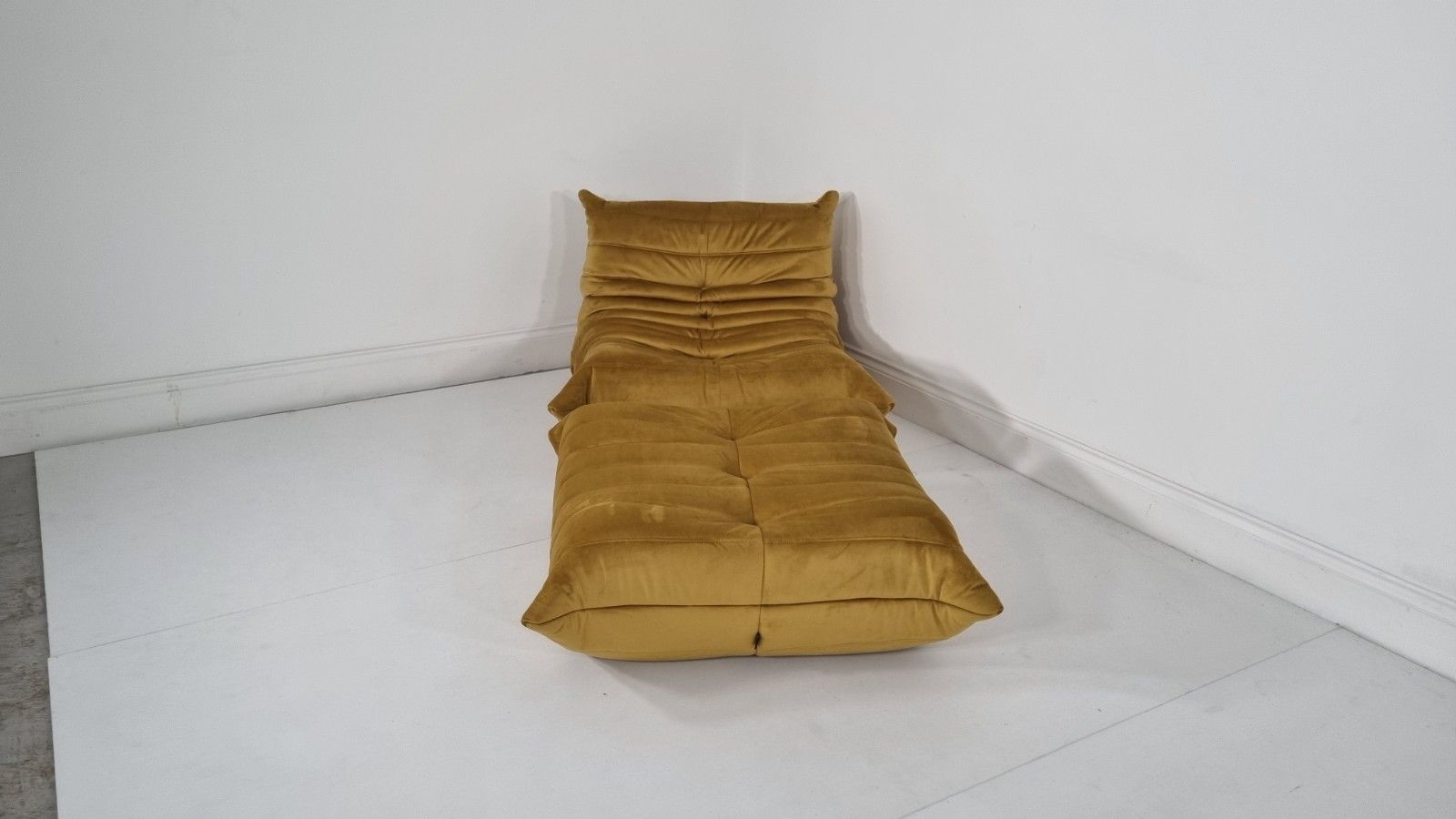 Ligne Roset Togo Chair And Footstool In Bronze Gold Velvet Immaculate photo furniture
