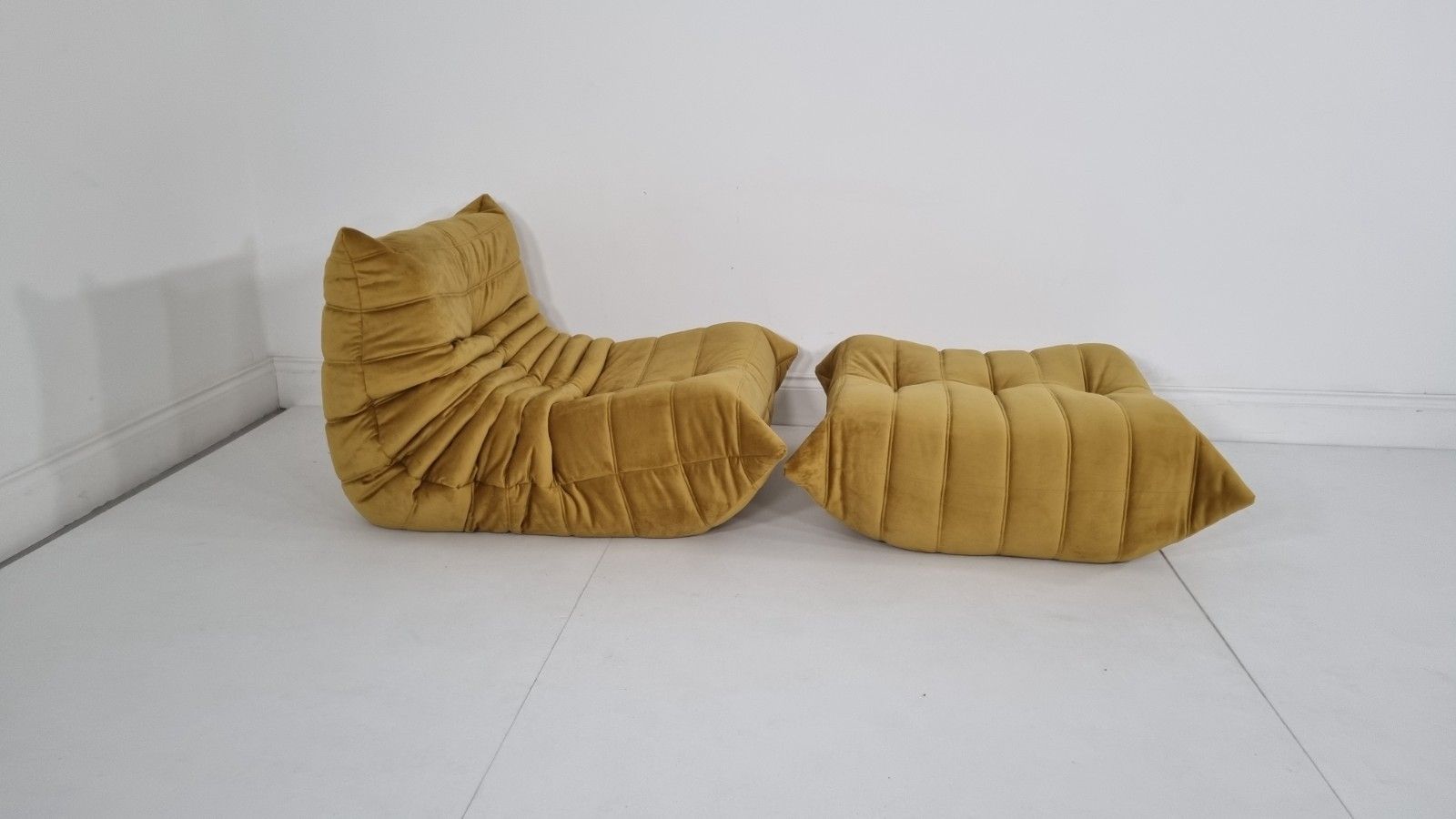 Ligne Roset Togo Chair And Footstool In Bronze Gold Velvet Immaculate photo for sale