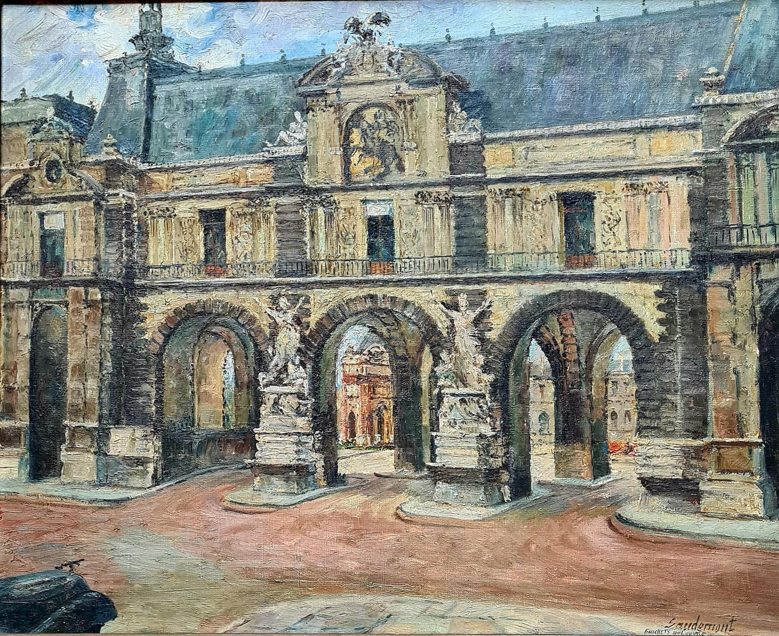 The Louvre, Paris, Impressionist Oil On Canvas, Early 20th Century By émile Saudemont photo furniture