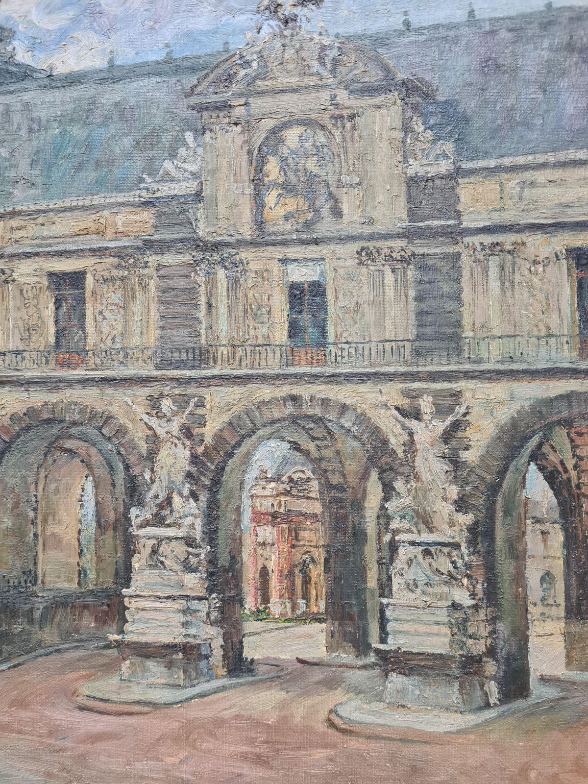 The Louvre, Paris, Impressionist Oil On Canvas, Early 20th Century By émile Saudemont photo Art
