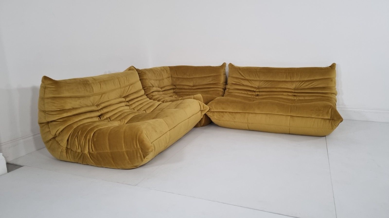 Furniture Ligne Roset Togo 2 X 2 Seater And Corner In Bronze Gold Velvet photo