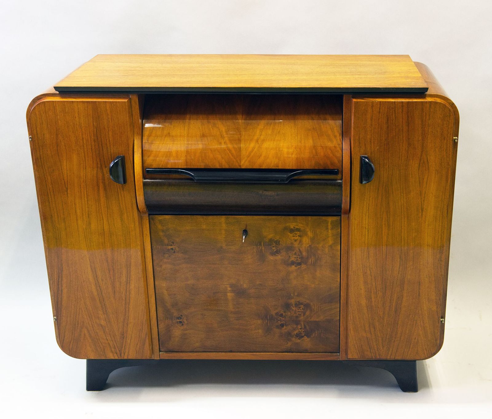 Vintage 1950s Jindřich Halabala Record Player And Vinyl Cabinet In Walnut photo furniture