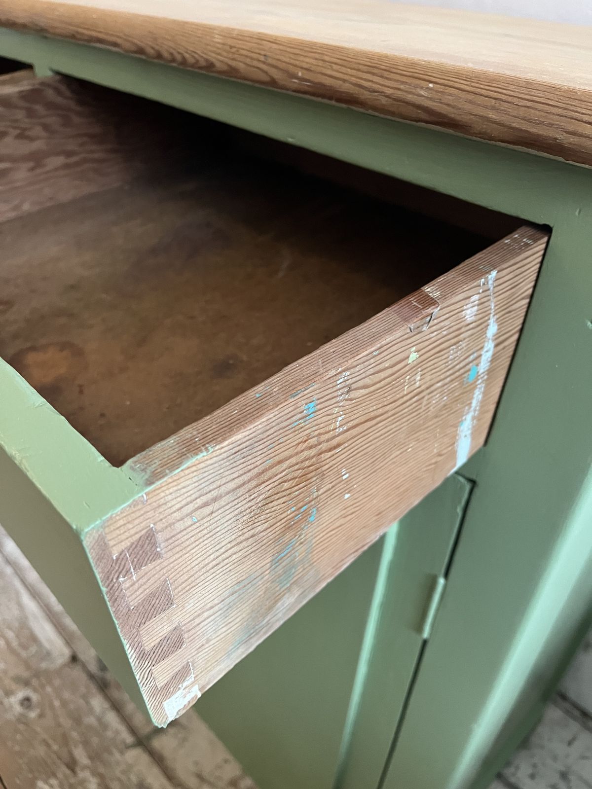 525.0 Green Painted Victorian Dresser Base/Sideboard photo