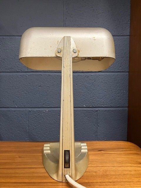 Art Deco Gold Desk Lamp Streamline Modern Vintage Art Deco Bankers Table Lamp photo vinterior