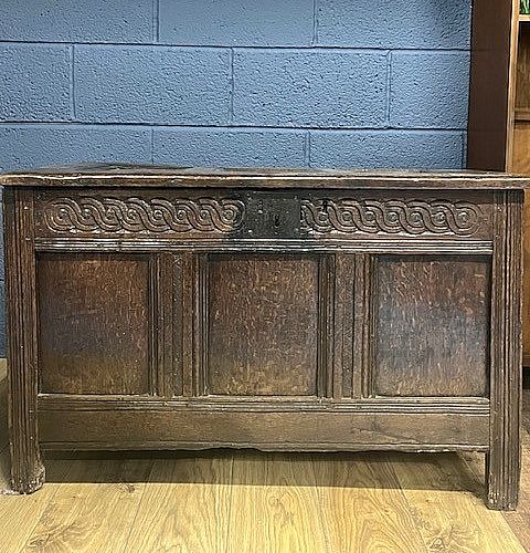 Antique Coffer Oak 17th Century  Blanket Chest Charles I / II Gothic Style Trunk photo furniture